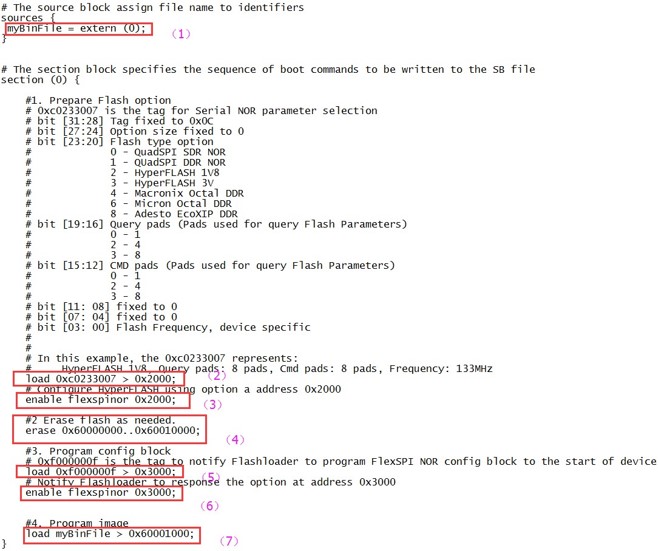Figure 6. Example BD file for FlexSPI NOR programming